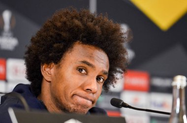 Kiev, Ukrayna - 14 Mart 2019: Willian basın toplantısında 