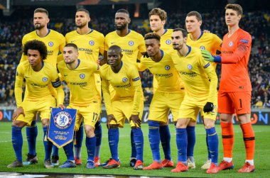 Kiev, Ukrayna - 14 Mart 2019: Genel toplam grup fotoğrafı Fc C