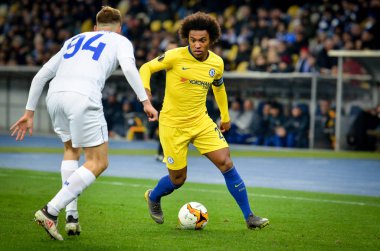 Kiev, Ukrayna - 14 Mart 2019: Uefa E sırasında Willian oyuncu