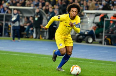 Kiev, Ukrayna - 14 Mart 2019: Uefa E sırasında Willian oyuncu