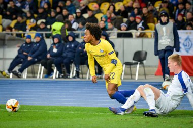 Kiev, Ukrayna - 14 Mart 2019: Uefa E sırasında Willian oyuncu