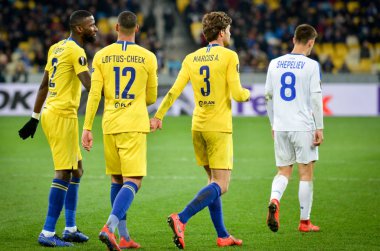 Kiev, Ukrayna - 14 Mart 2019: Ruben Loftus-Cheek ve Marcos Al