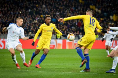 Kiev, Ukrayna - 14 Mart 2019: Callum Hudson-Odoi oyuncu
