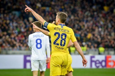 Kiev, Ukrayna - 14 Mart 2019: Cesar Azpilicueta oyuncu sırasında 