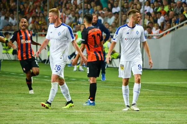 ODESSA, UCRANIA - 21 de julio de 2018: Jugadores de fútbol durante la aleta —  Fotos de Stock