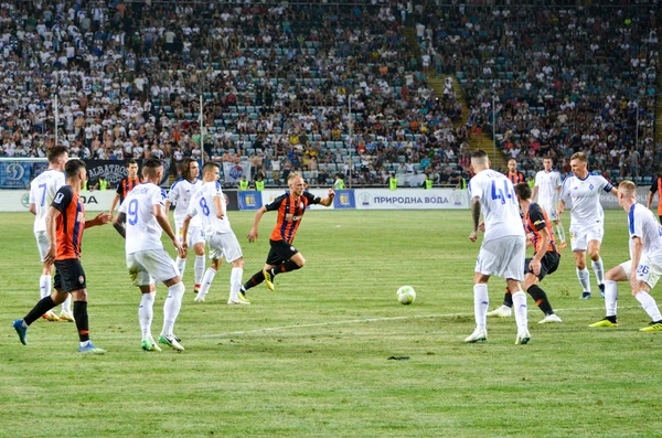 ODESSA, UCRANIA - 21 de julio de 2018: Jugadores de fútbol durante la aleta —  Fotos de Stock