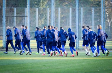 Kiev, Ukrayna - 14 Mart 2019: Dinamo Kiev futbolcuları 
