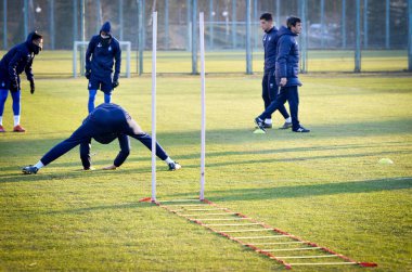 Kiev, Ukrayna - 14 Mart 2019: Dinamo Kiev futbolcuları 