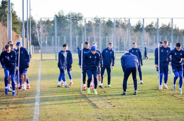 Kiev, Ukrayna - 14 Mart 2019: Dinamo Kiev futbolcuları 