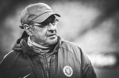 Kiev, Ukrayna - 14 Mart 2019: Teknik Direktör Maurizio Sarri 