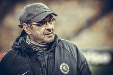 Kiev, Ukrayna - 14 Mart 2019: Teknik Direktör Maurizio Sarri 