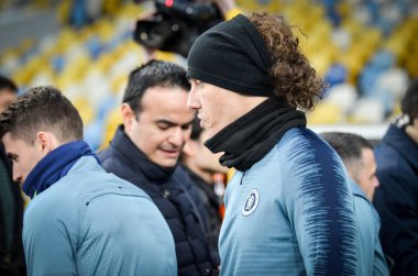 Kiev, Ukrayna - 14 Mart 2019: Vip taraftarlar ön-m için toplandı