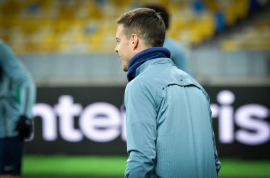 Kiev, Ukrayna - 14 Mart 2019: Maç öncesi antrenman oyunu