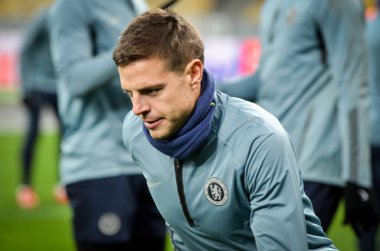 Kiev, Ukrayna - 14 Mart 2019: Maç öncesi antrenman oyunu