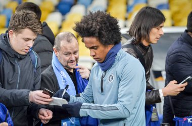 Kiev, Ukrayna - 14 Mart 2019: Uefa sırasında Willian oyuncu 