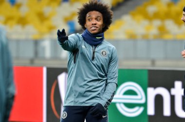 Kiev, Ukrayna - 14 Mart 2019: Uefa sırasında Willian oyuncu 