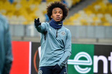 Kiev, Ukrayna - 14 Mart 2019: Uefa sırasında Willian oyuncu 