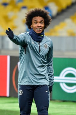 Kiev, Ukrayna - 14 Mart 2019: Uefa sırasında Willian oyuncu 