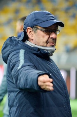 Kiev, Ukrayna - 14 Mart 2019: Maurizio Sarri oyuncu sırasında