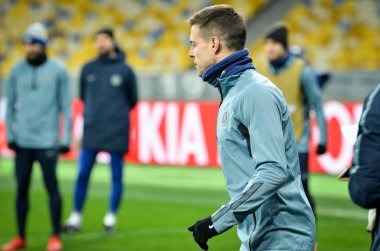 Kiev, Ukrayna - 14 Mart 2019: Cesar Azpilicueta oyuncu sırasında