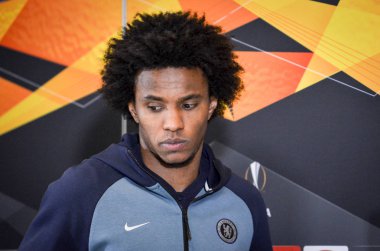 Kiev, Ukrayna - 14 Mart 2019: Willian oyuncu basında con