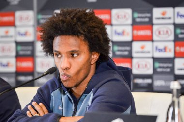 Kiev, Ukrayna - 14 Mart 2019: Willian oyuncu basında con