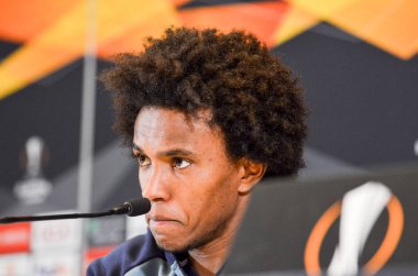 Kiev, Ukrayna - 14 Mart 2019: Willian oyuncu basında con