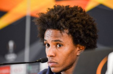 Kiev, Ukrayna - 14 Mart 2019: Willian oyuncu basında con