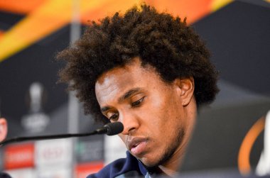 Kiev, Ukrayna - 14 Mart 2019: Willian oyuncu basında con