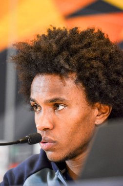 Kiev, Ukrayna - 14 Mart 2019: Willian oyuncu basında con