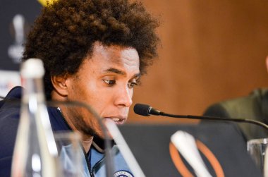 Kiev, Ukrayna - 14 Mart 2019: Willian oyuncu basında con