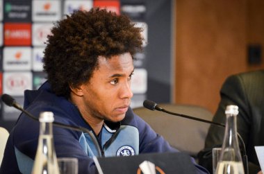 Kiev, Ukrayna - 14 Mart 2019: Willian oyuncu basında con