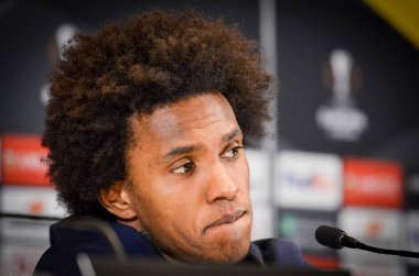 Kiev, Ukrayna - 14 Mart 2019: Willian oyuncu basında con