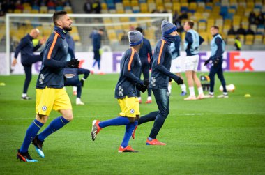 Kiev, Ukrayna - 14 Mart 2019: Maç öncesi antrenman oyunu