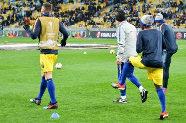 Kiev, Ukrayna - 14 Mart 2019: Maç öncesi antrenman oyunu