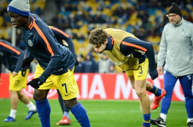 Kiev, Ukrayna - 14 Mart 2019: N'Golo Kante ve Marcos Alonso 