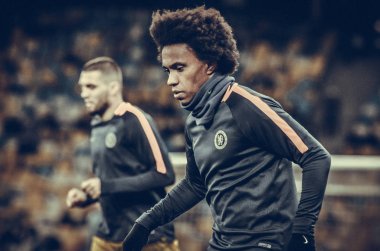 Kiev, Ukrayna - 14 Mart 2019: Uefa sırasında Willian oyuncu 