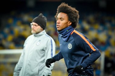 Kiev, Ukrayna - 14 Mart 2019: Uefa sırasında Willian oyuncu 