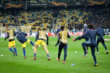 Kiev, Ukrayna - 14 Mart 2019: Maç öncesi antrenman oyunu