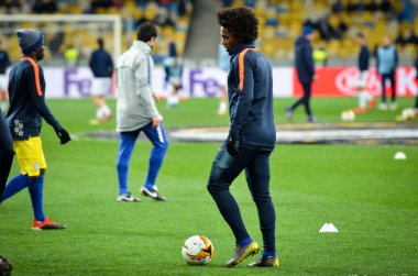 Kiev, Ukrayna - 14 Mart 2019: Uefa sırasında Willian oyuncu 
