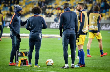 Kiev, Ukrayna - 14 Mart 2019: Maç öncesi antrenman oyunu