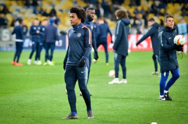 Kiev, Ukrayna - 14 Mart 2019: Uefa Europa sırasında Willian 