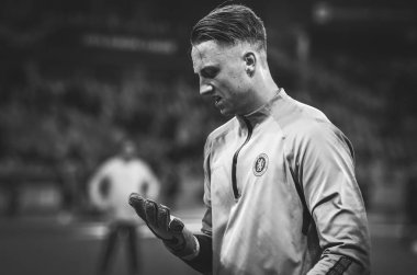 Kiev, Ukrayna - 14 Mart 2019: Uefa'da futbolcu