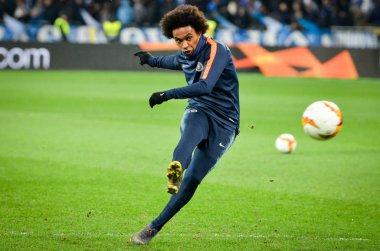 Kiev, Ukrayna - 14 Mart 2019: Uefa sırasında Willian oyuncu 