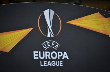 Kiev, Ukrayna - 14 Mart 2019: Logo ve amblem Uefa Europa Lea