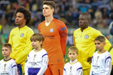 Kiev, Ukrayna - 14 Mart 2019: Willian, N'Golo Kante sırasında th