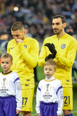 Kiev, Ukrayna - 14 Mart 2019: Davide Zappacosta, Mateo Kovaci