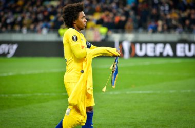 Kiev, Ukrayna - 14 Mart 2019: Uefa sırasında Willian oyuncu 