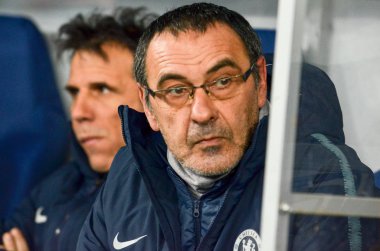 Kiev, Ukrayna - 14 Mart 2019: Teknik Direktör Maurizio Sarri 