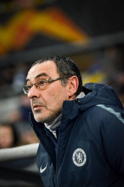 Kiev, Ukrayna - 14 Mart 2019: Teknik Direktör Maurizio Sarri 